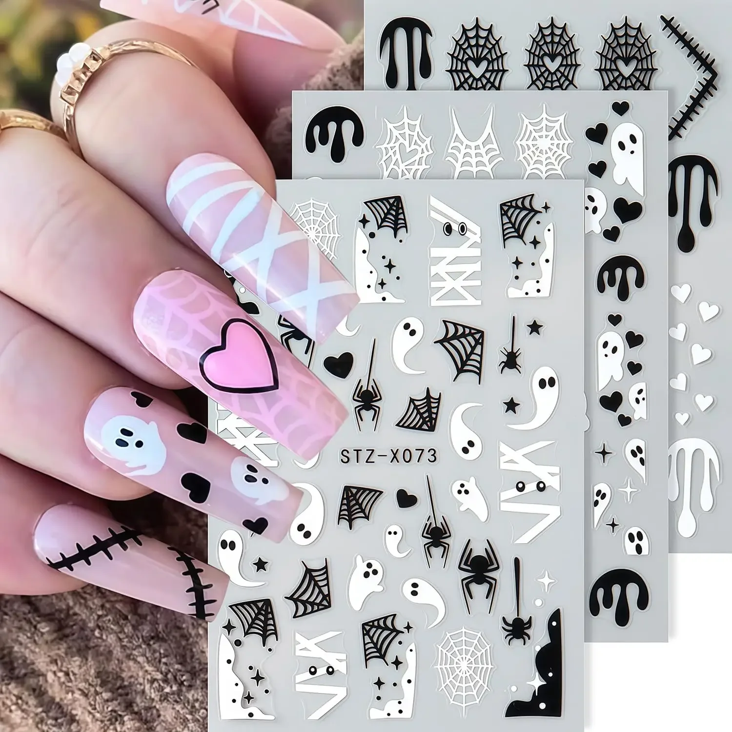 Nail Art For Men - 3D Self-Adhesive Halloween Nail Stickers with