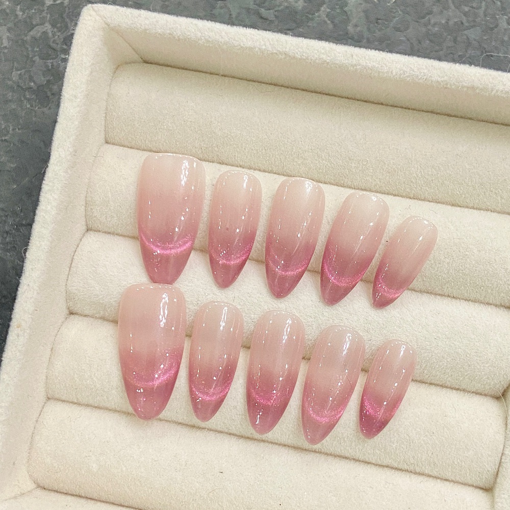 Handmade Almond Press on Nails - Nail Art Simple review and price