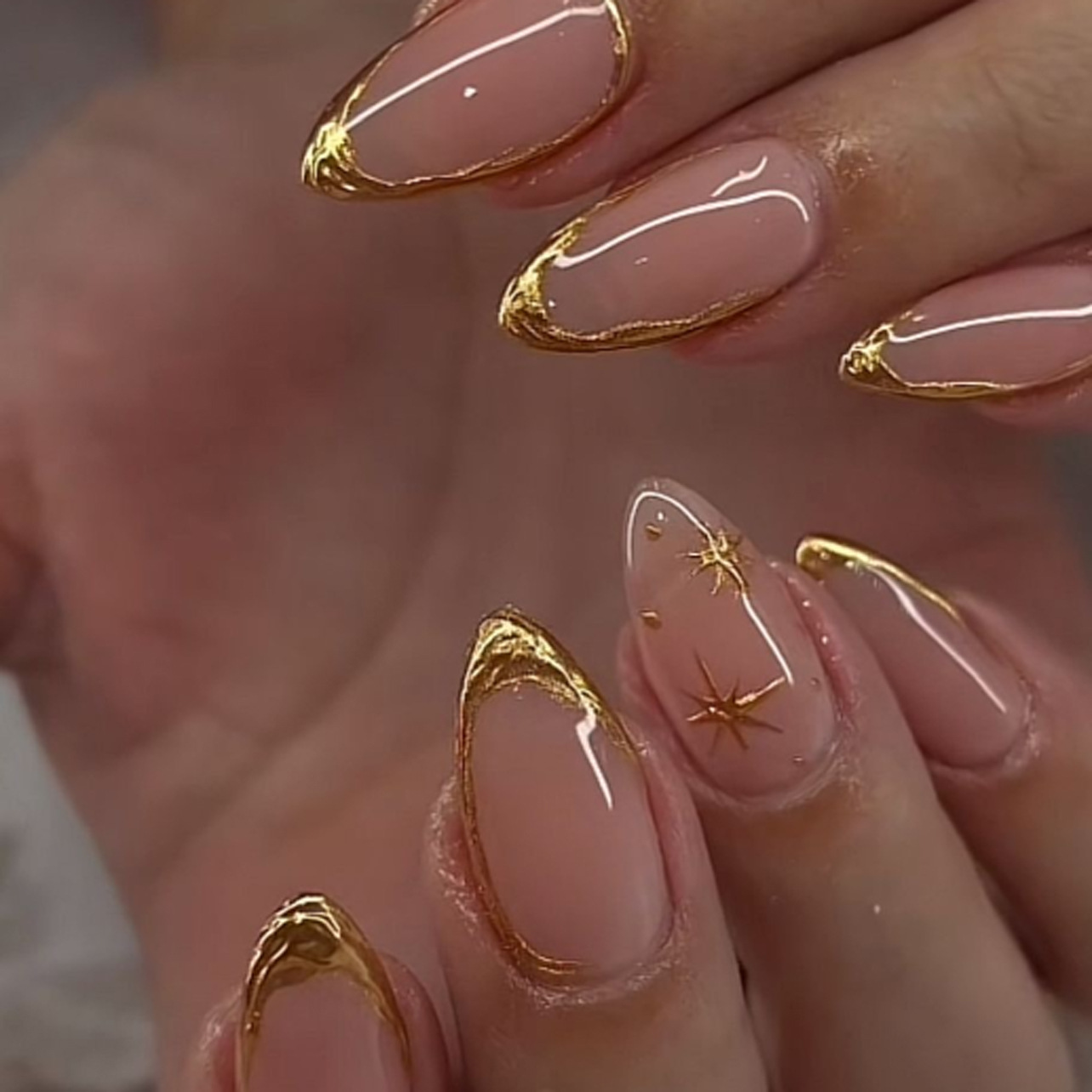 24Pcs Short Almond Nails Set F - Nail Art Aesthetic review and price