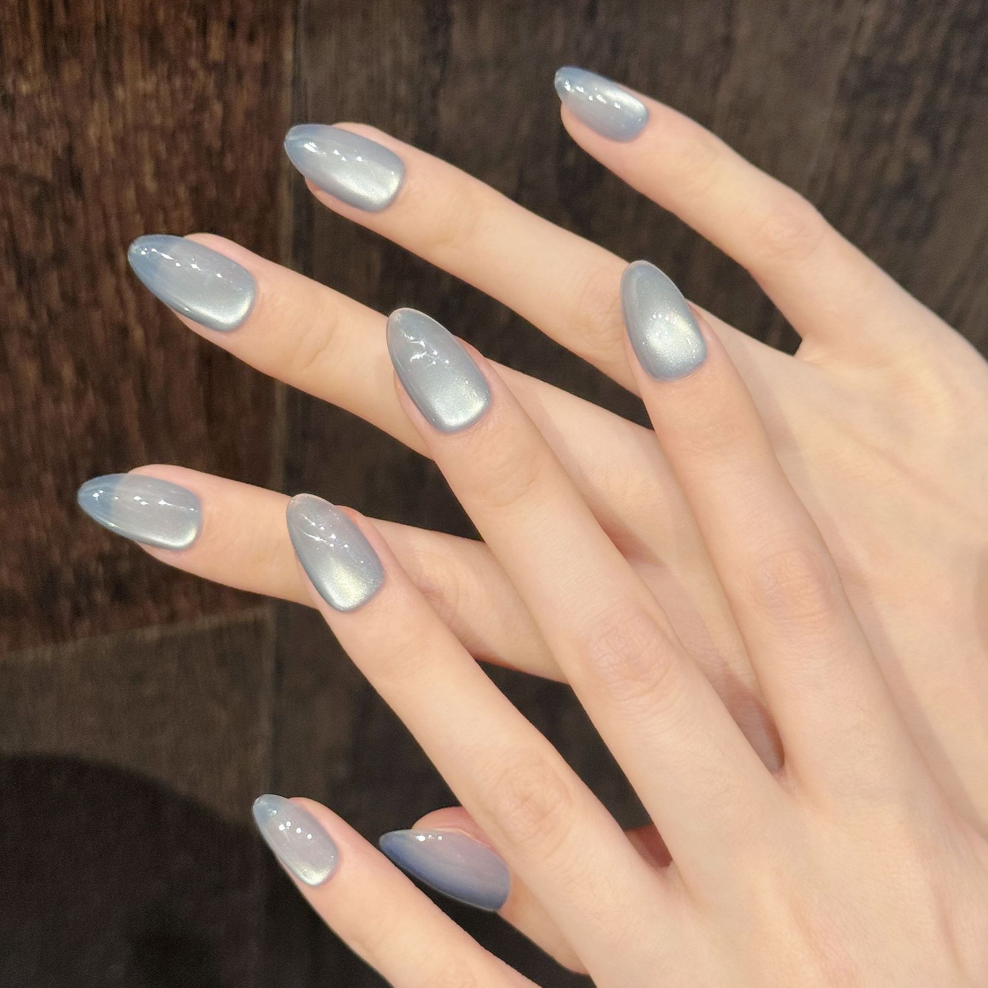 10Pcs Blue Cat Eye French Shor - Nail Art Aesthetic review and price