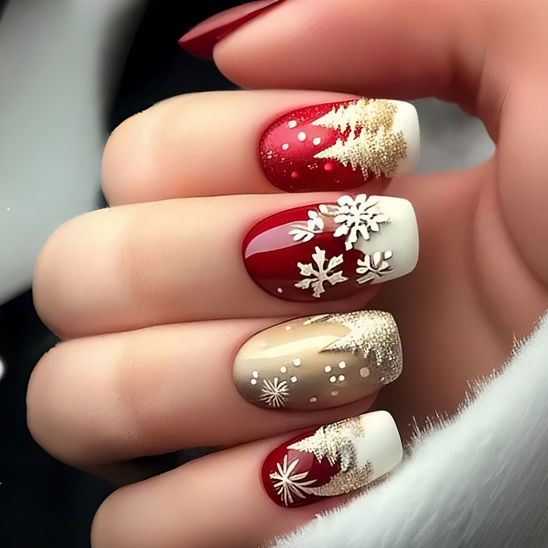 Medium fake nails for Christma - Press On Nail Set review and price