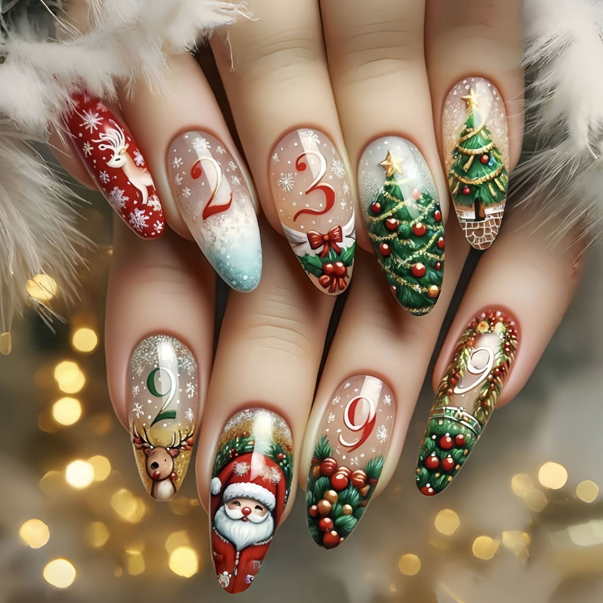 Medium fake nails for Christma - Press On Nail Set review and price