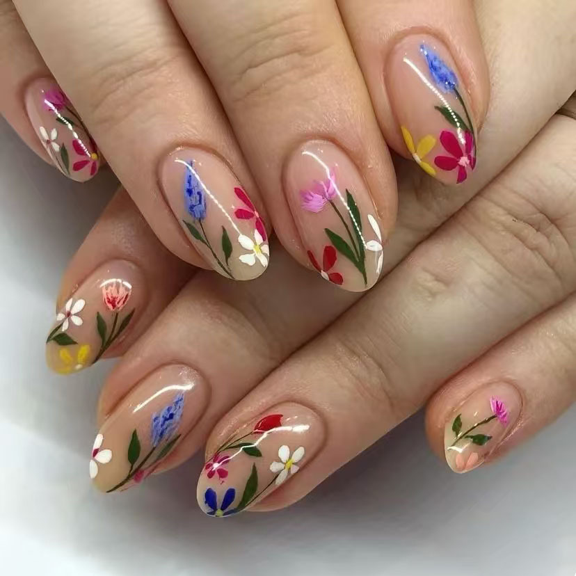 24Pcs Simple Almond Nails Tips - Nail Art Aesthetic review and price