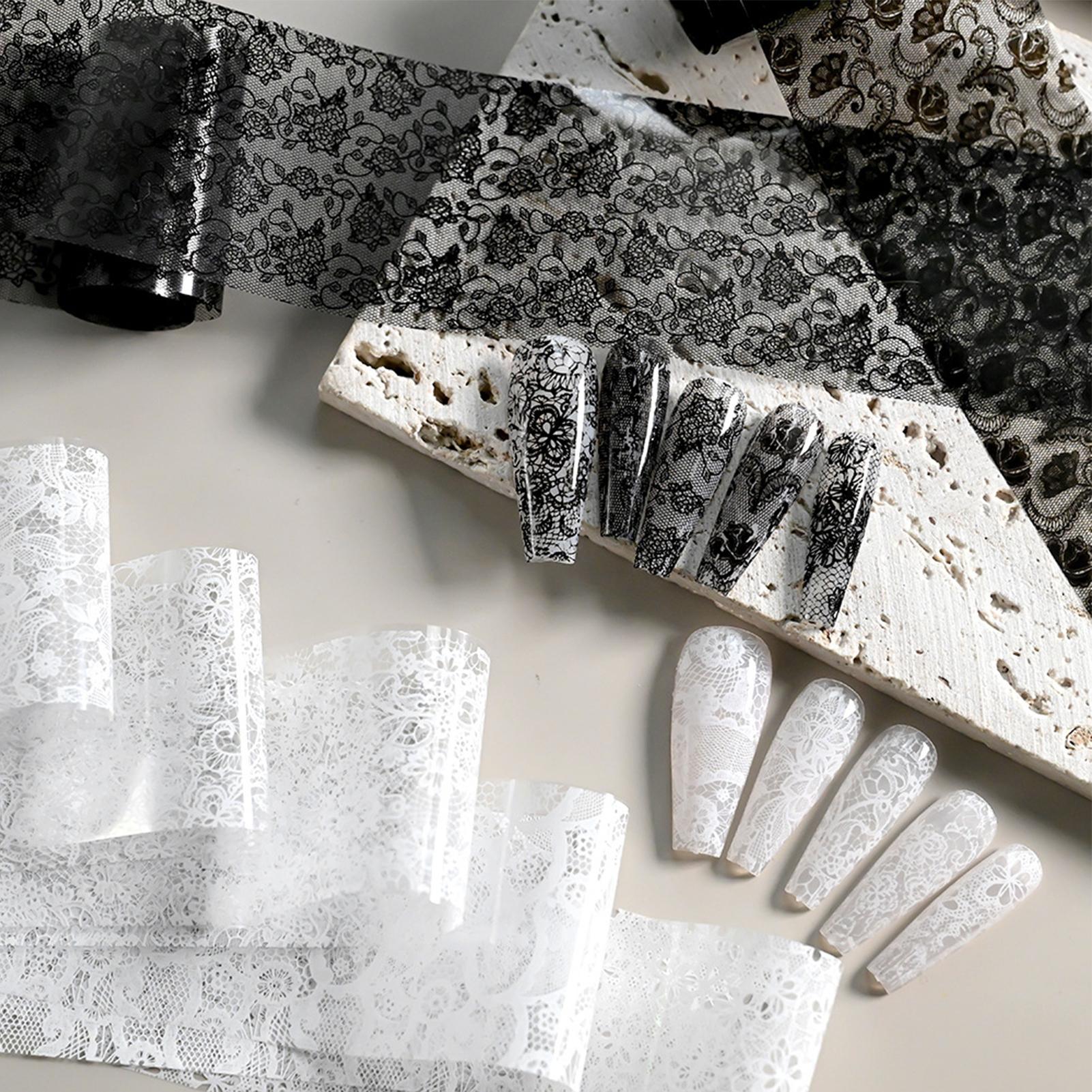 10pcs White Black Lace Nails A - Nail Art Pinterest review and price