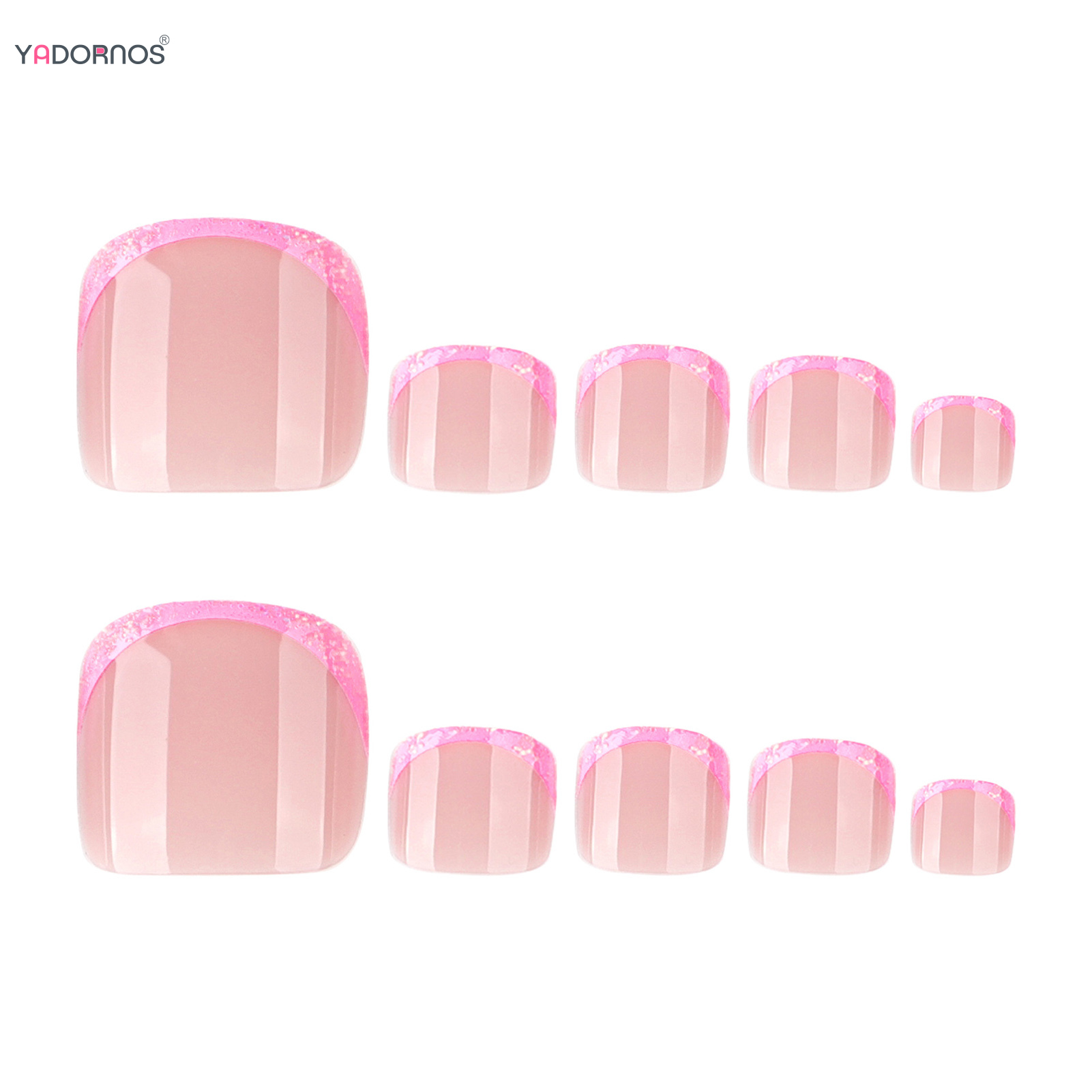 Pink French Tips Fake Toenails - Nail Art Aesthetic review and price