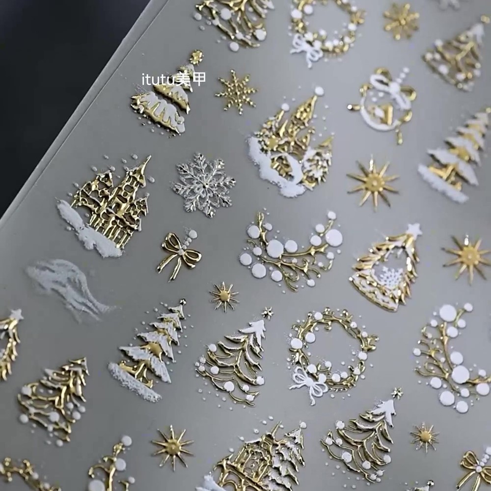 5D Embossed Gold Castle/Garlan - Nail Art Xmas Tree review and price