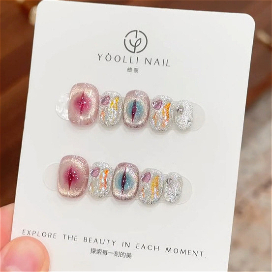 10Pcs Purple Short Round Head  - Press On Nail Set review and price