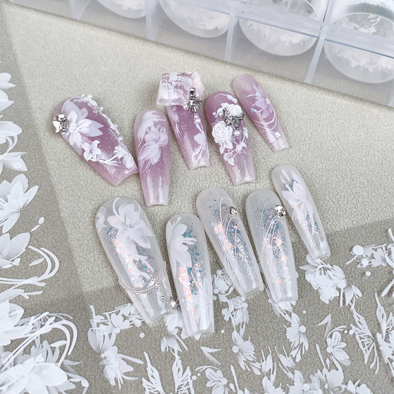 6rolls/box White Flowers Nail  - Nail Art Pinterest review and price