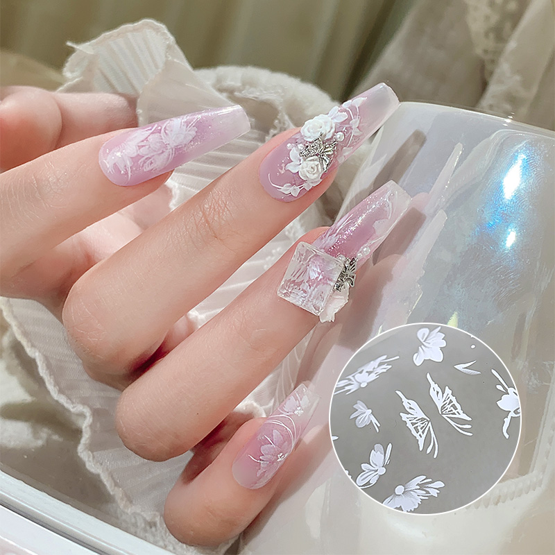 6rolls/box White Flowers Nail  - Nail Art Pinterest review and price