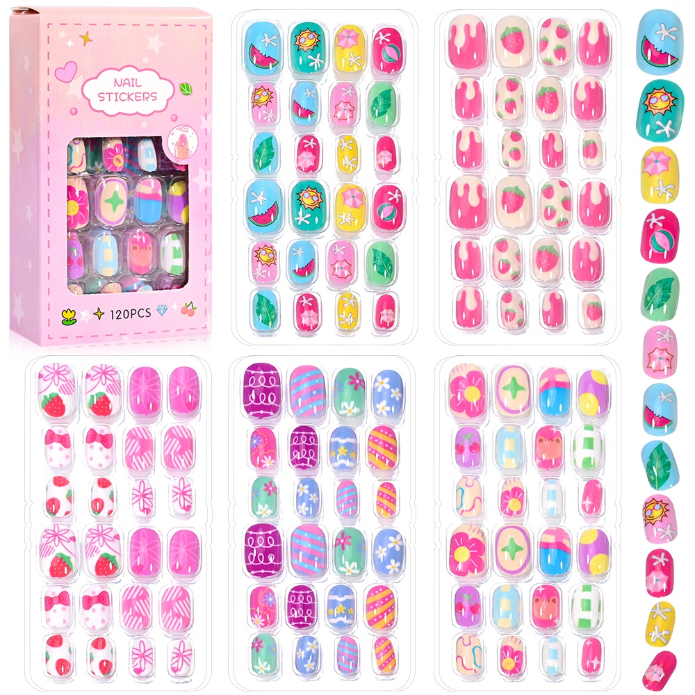 120-Piece 5-Set Candy Kids Pre - Press On Nail Set review and price