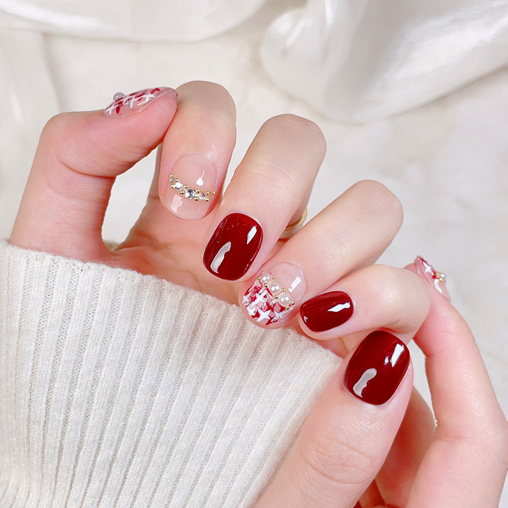 10pcs Short Square Round Handm - Press On Nail Set review and price