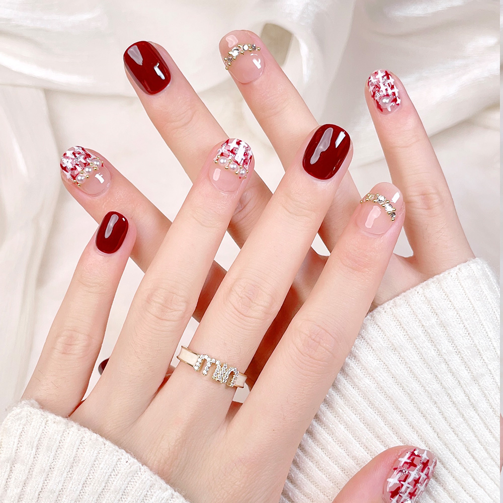 10pcs Short Square Round Handm - Press On Nail Set review and price
