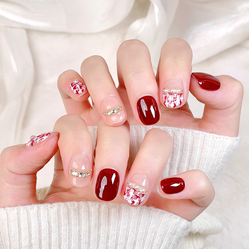 10pcs Short Square Round Handm - Press On Nail Set review and price